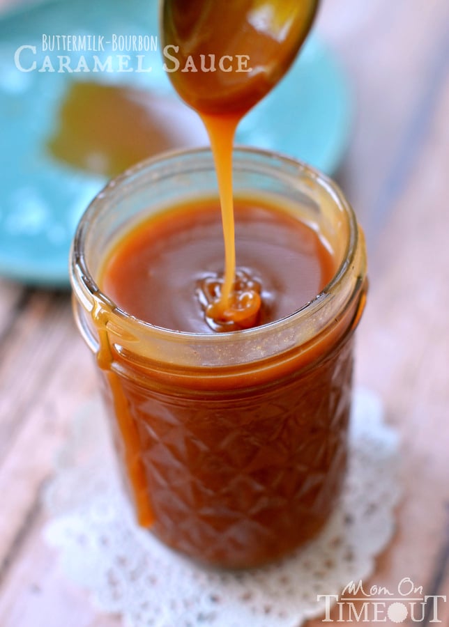 Buttermilk Bourbon Caramel Sauce - bourbon optional! SO much better than store bought! | MomOnTimeout.com