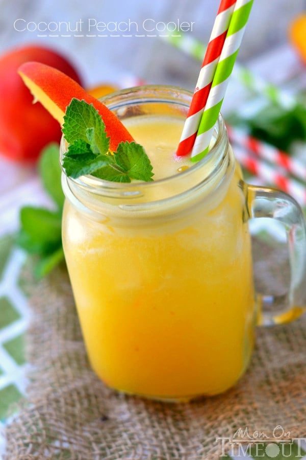 You're going to love the fresh, summer flavors of this refreshing Coconut Peach Cooler! | MomOnTimeout.com
