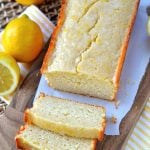 glazed-light-lemon-bread-loaf on cutting board