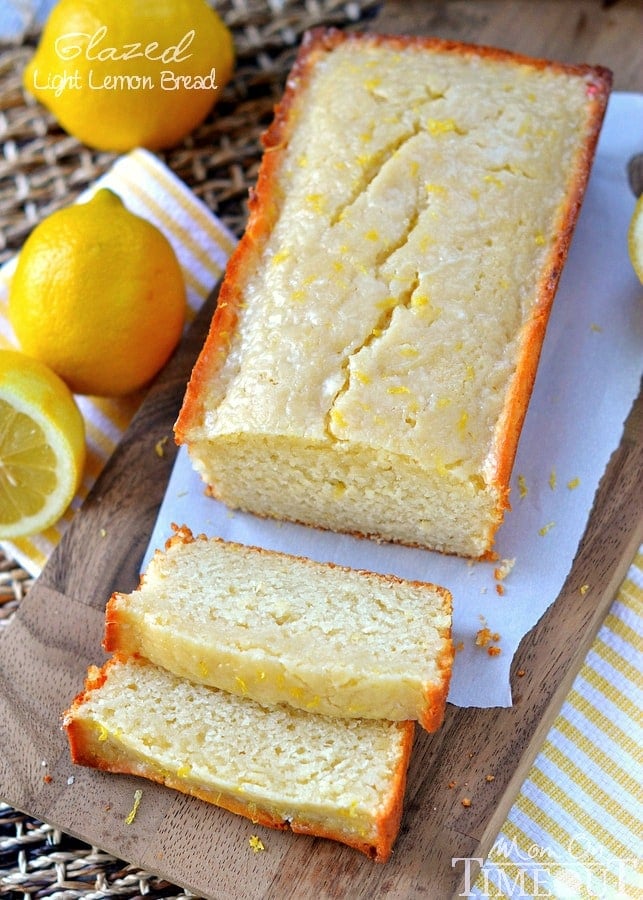 glazed-light-lemon-bread-loaf on cutting board