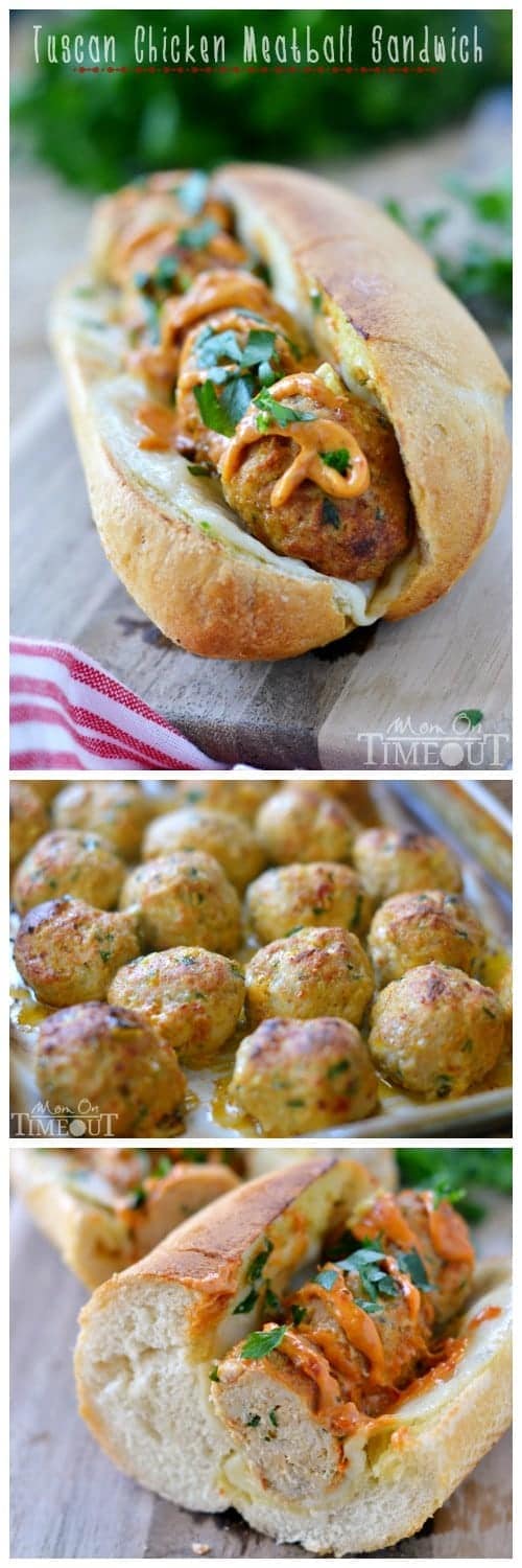 Tuscan Chicken Meatball Sandwiches | MomOnTimeout.com #ad