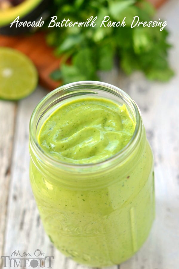 Avocado Buttermilk Ranch Dressing - the perfect dressing and dip for just about everything! | MomOnTimeout.com | #avocado #dressing #ranch #dip