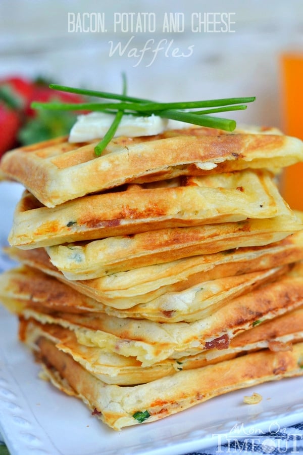 These freezer-friendly Bacon Potato and Cheese Waffles make school mornings just a little bit easier and a lot more yummy! Perfect for breakfast, brunch, or an after school snack!