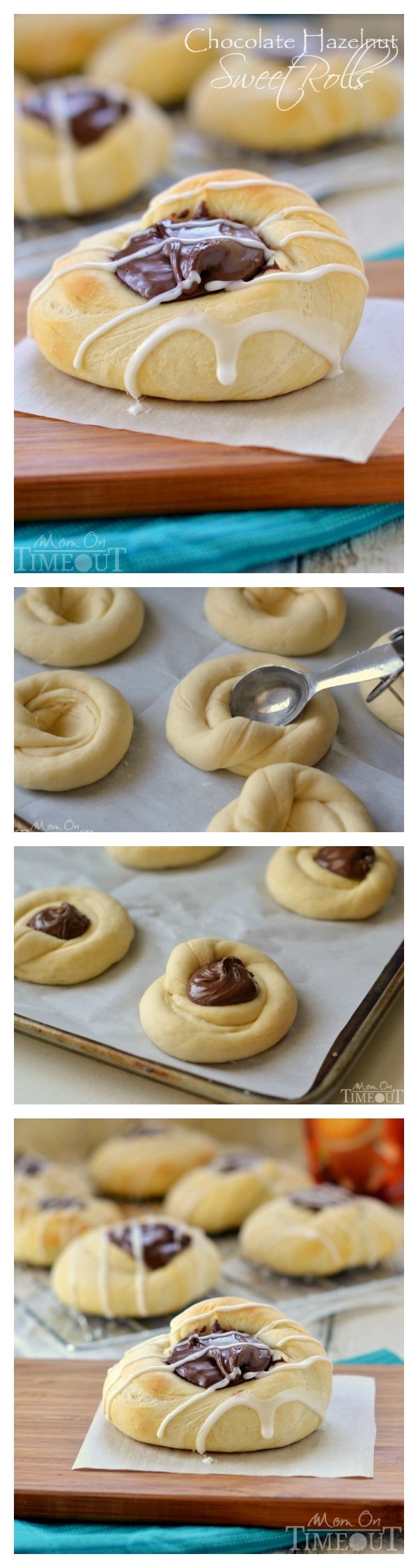 These delicious Chocolate Hazelnut Sweet Rolls take just under an hour to make and are most definitely worth the effort! | MomOnTimeout.com | #chocolate #recipe #IDelight