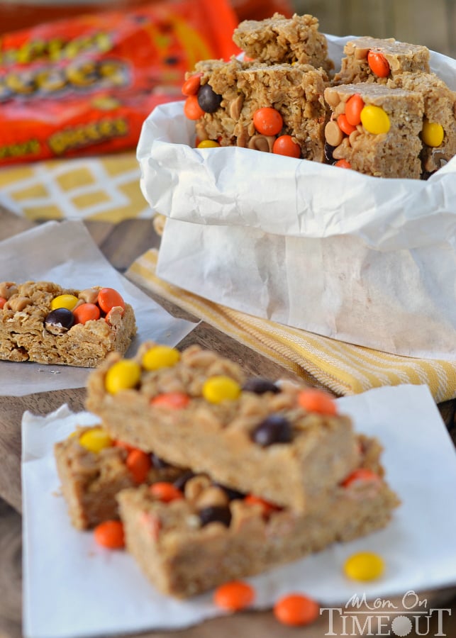 Easy no-bake Reese's Peanut Butter Granola Bars are hard to resist for kids and adults alike! | MomOnTimeout.com | #recipe #snacks #Reeses