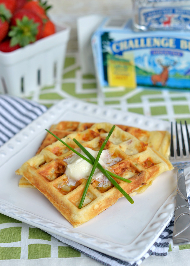 These freezer-friendly Bacon, Potato and Cheese Waffles make school mornings just a little bit easier and a lot more yummy! | MomOnTimeout.com | #breakfast #waffles #Challenge #sponsored