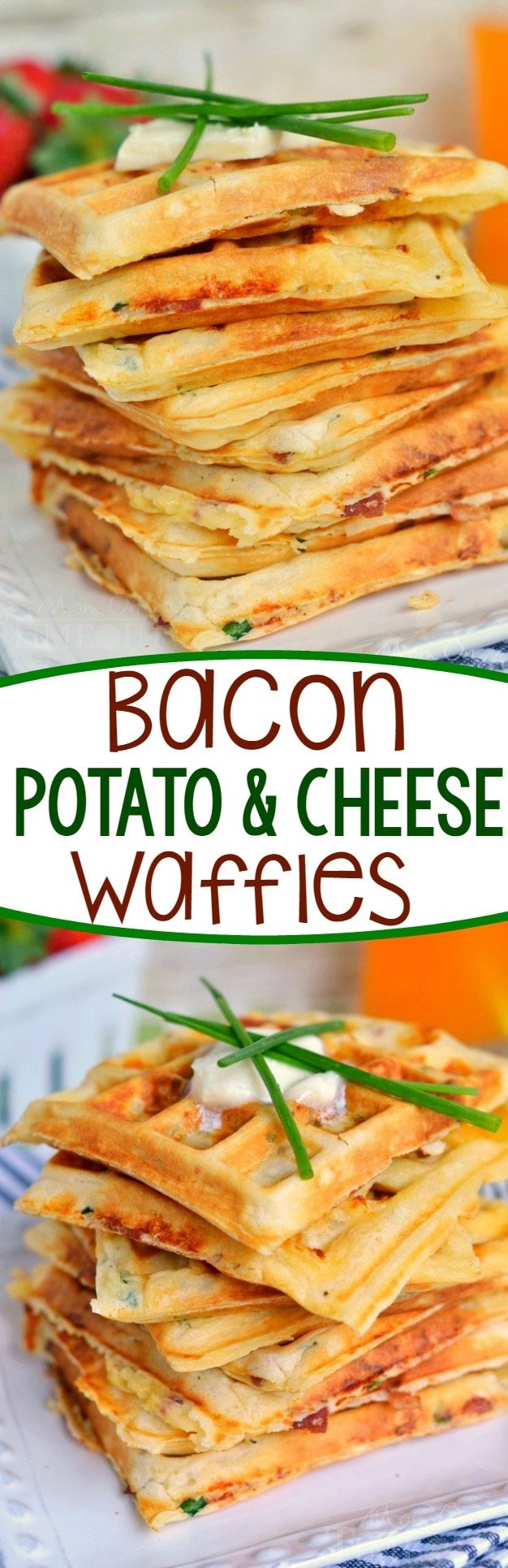 These freezer-friendly Bacon Potato and Cheese Waffles make school mornings just a little bit easier and a lot more yummy! Perfect for breakfast, brunch, or an after school snack!