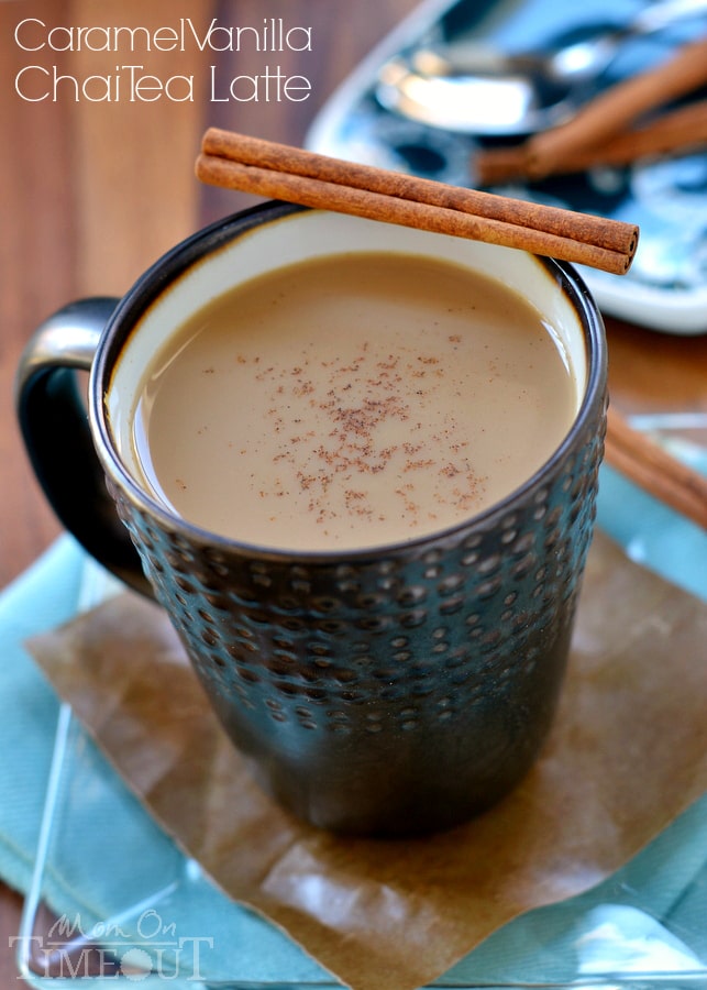This Caramel Vanilla Chai Tea Latte is one of my favorite morning treats - perfect for those days when I have a few extra minutes! | MomOnTimeout.com | #beverage #drink #caramel #tea #chai #ad #lunchingawesome