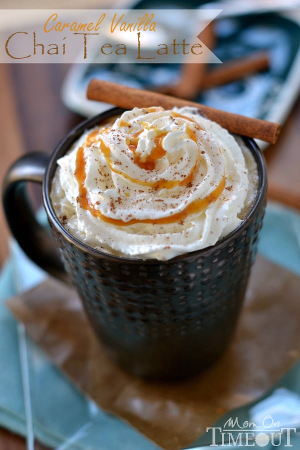 This Caramel Vanilla Chai Tea Latte is one of my favorite morning treats - perfect for those days when I have a few extra minutes! | MomOnTimeout.com | #beverage #drink #caramel #tea #chai #ad #lunchingawesome