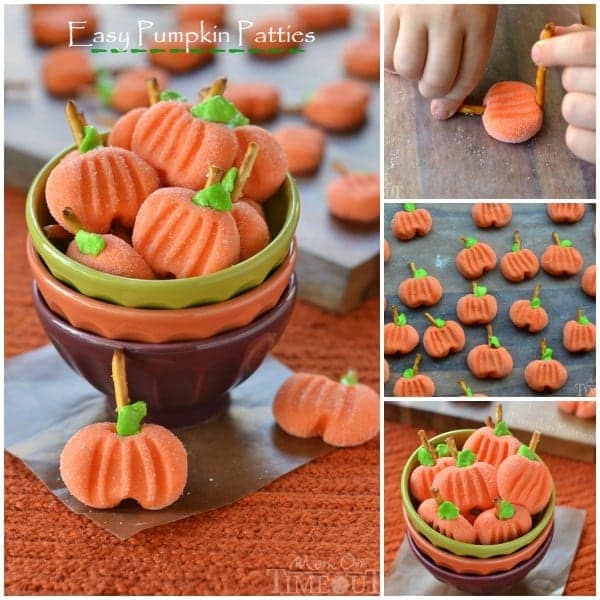 Delightfully easy Pumpkin Patties are the perfect no-bake treat to celebrate the season with. The cute factor here is off the charts! | MomOnTimeout.com | #recipe #pumpkin #candy #halloween #Thanksgiving