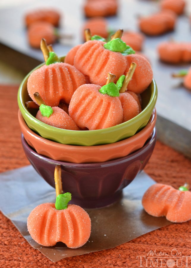 Delightfully easy Pumpkin Patties are the perfect no-bake treat to celebrate the season with. The cute factor here is off the charts! | MomOnTimeout.com | #recipe #pumpkin #candy #halloween #Thanksgiving