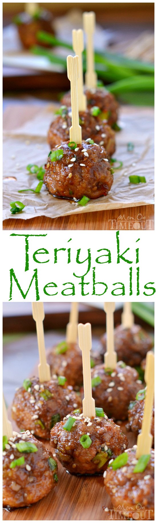 These delicious Teriyaki Meatballs make for a killer appetizer or an amazing dinner when served over a bed of rice! | MomOnTimeout.com | #recipe #dinner #appetizer