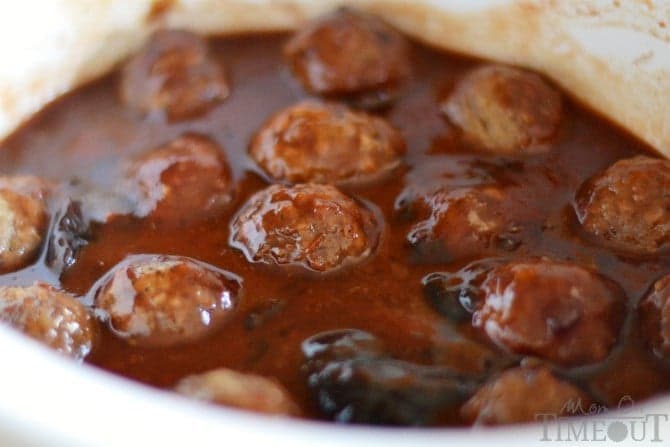 cocktail meatballs in the slow cooker with sauce