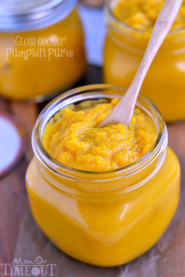 An easy step-by-step tutorial showing how to make Slow Cooker Pumpkin Puree - so, so much better than store bought! | MomOnTimeout.com | #slow #cooker #crockpot #DIY #Thanksgiving #Christmas #pumpkin