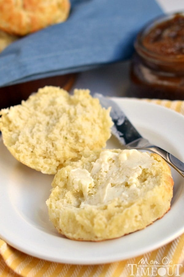 buttered biscuit on plate