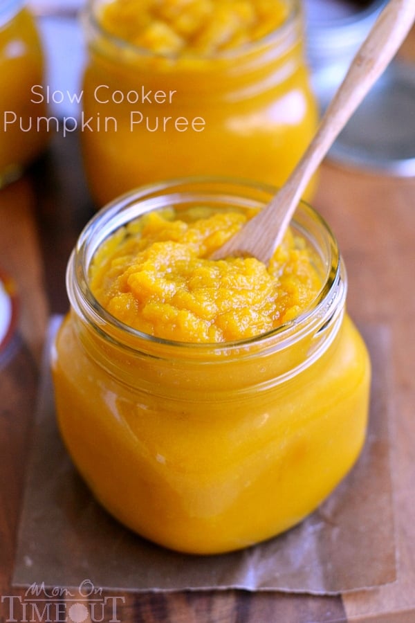 An easy step-by-step tutorial showing how to make Slow Cooker Pumpkin Puree - so, so much better than store bought! | MomOnTimeout.com | #slow #cooker #crockpot #DIY #Thanksgiving #Christmas #pumpkin