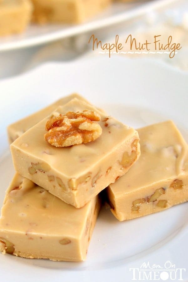 This Creamy Maple Nut Fudge is a breeze to make! Crunchy toasted walnuts add amazing texture and flavor to this decadent fudge recipe!