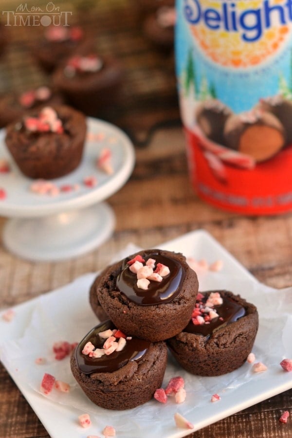 These Peppermint Chocolate Truffle Cookie Cups are filled with a peppermint chocolate ganache for a truly decadent holiday experience! | MomOnTimeout.com | #dessert #Christmas #IDelight #ad