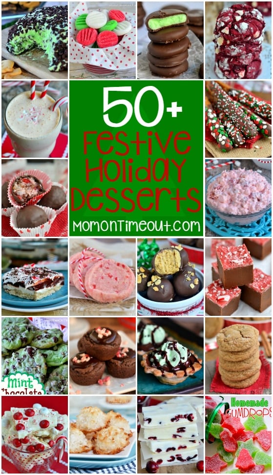 Candy, fudge, cookies, pie and so much more! 50 Festive Holiday Desserts just in time for Christmas! | MomOnTimeout.com | #roundup #christmas #desserts
