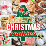 collage of 20 christmas cookies with the best Christmas cookies text overlay on top of a tree