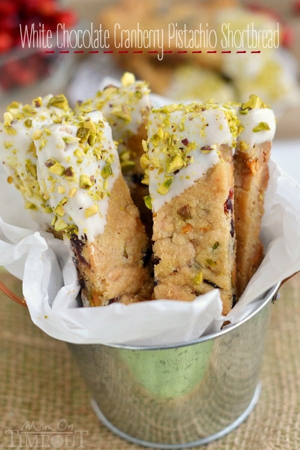 White Chocolate Cranberry Pistachio Shortbread