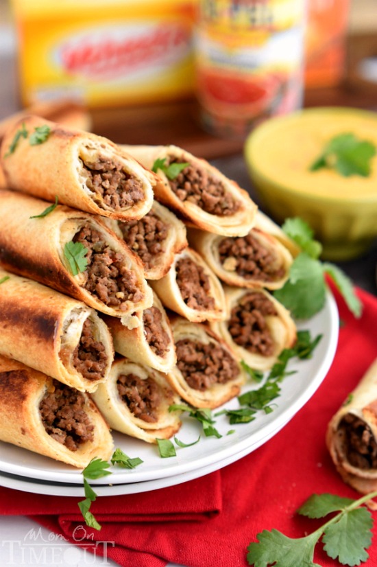 Baked Beef Flautas With Queso Dip Mom