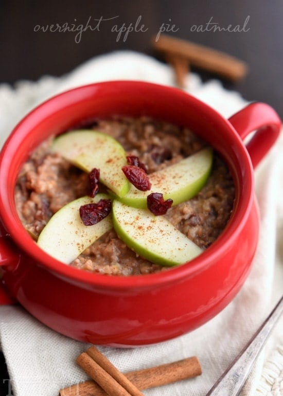 slow cooker oatmeal with apples and cranberries