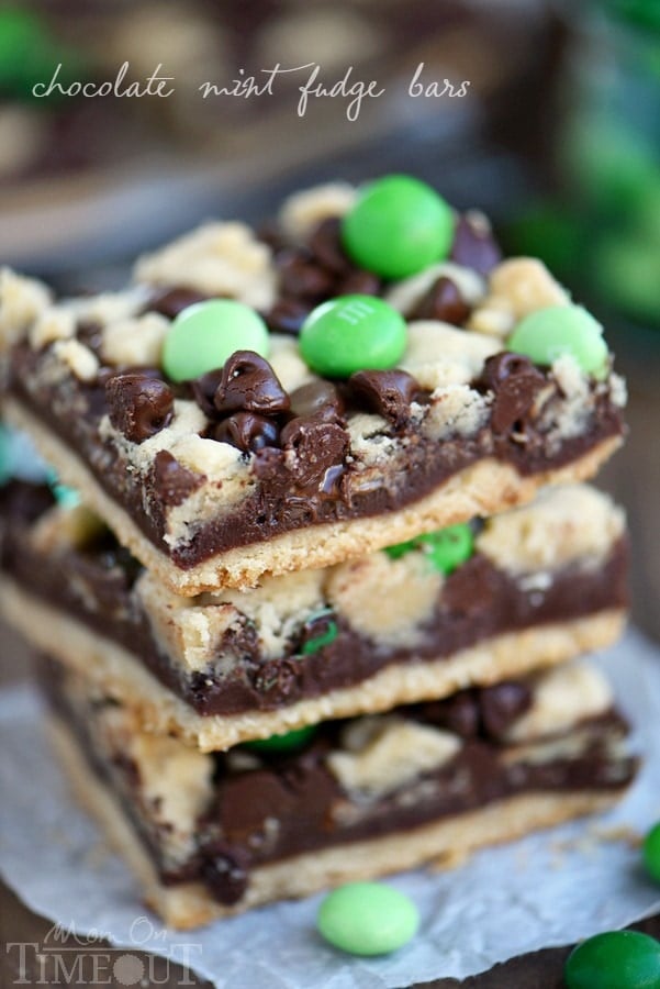 Indulge in these outrageously decadent Chocolate Mint Fudge Crumb Bars for the ultimate chocolate and mint treat! | MomOnTimeout.com | #recipe #dessert #chocolate #mint