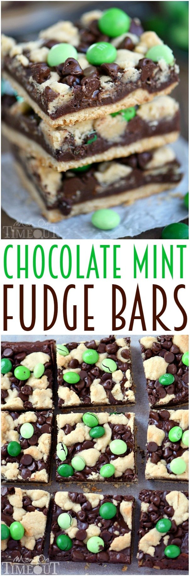Indulge in these outrageously decadent Chocolate Mint Fudge Crumb Bars for the ultimate chocolate and mint treat! | MomOnTimeout.com | #recipe #dessert #chocolate #mint