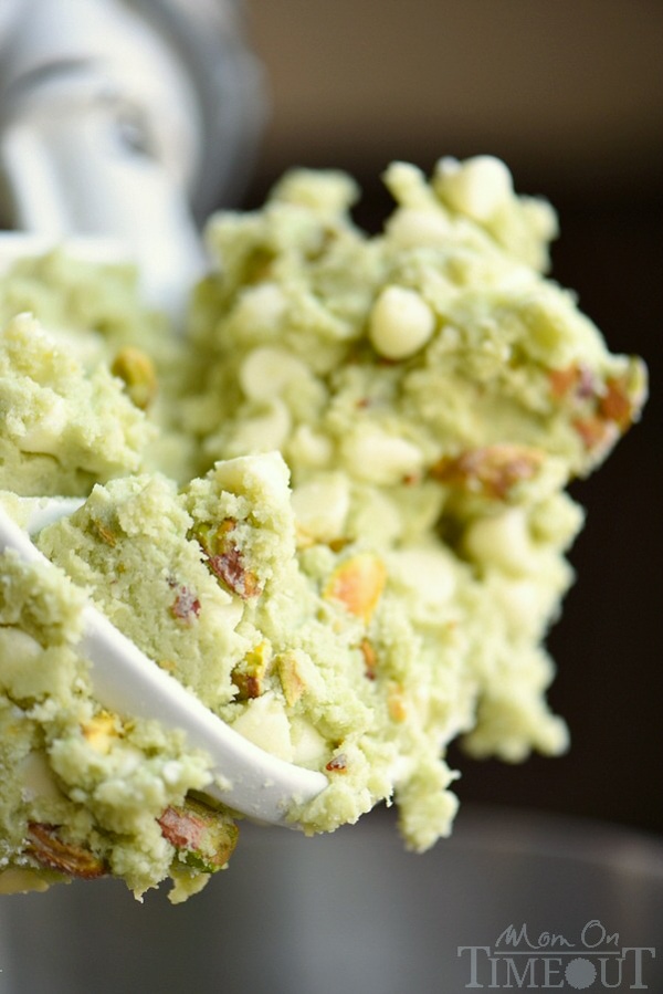 Pistachio and White Chocolate Pudding Cookies The prettiest green cookies EVER! Super soft and chewy, these Pistachio and White Chocolate Pudding Cookies are perfect for Easter and St. Patrick's Day! No one can eat just one! | MomOnTiimeout.com