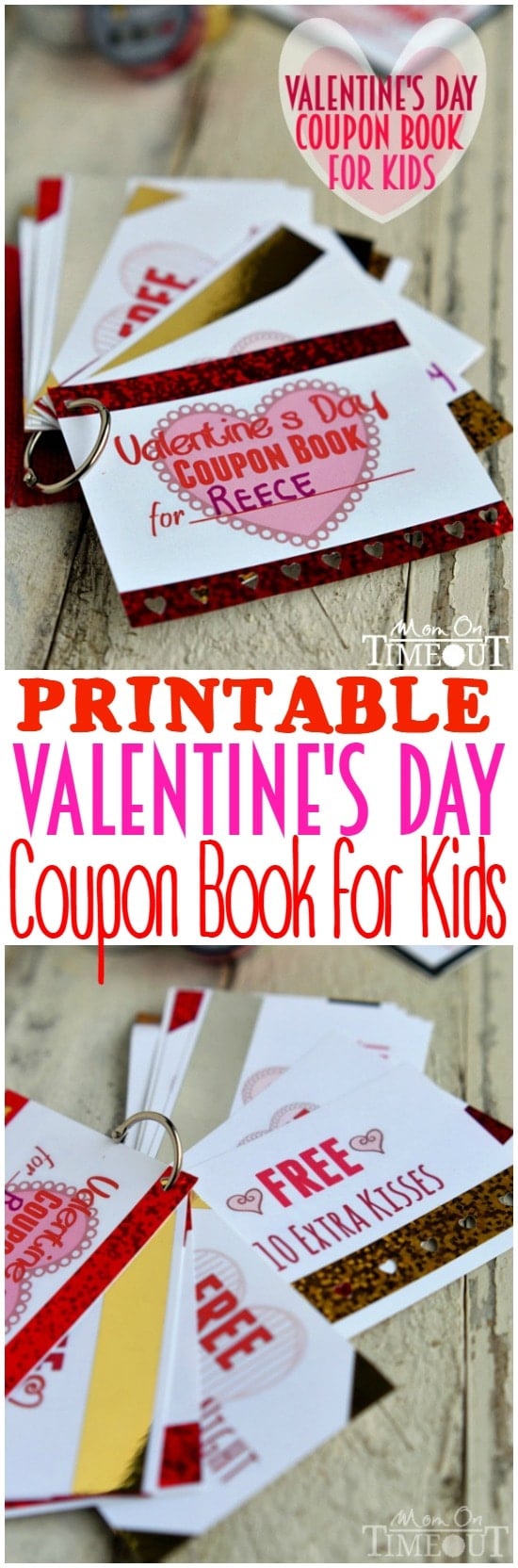 Treat your little sweetheart to a Printable Valentine's Day Coupon Book for Kids! Printable coupons for family movie night, no chores, pizza for dinner and so much more! | MomOnTimeout.com | #ValentinesDay #craft #ScotchEXP