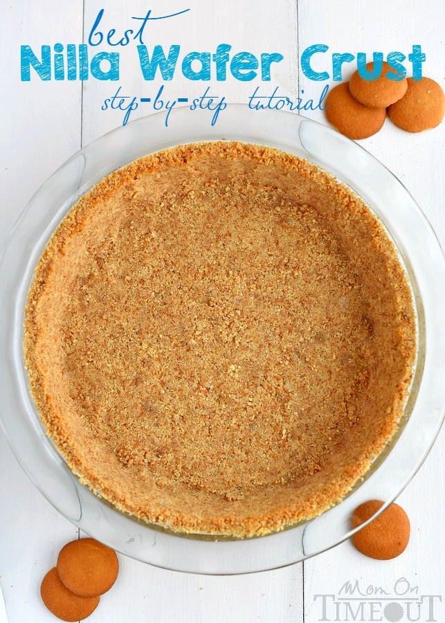 A step by step tutorial to your new favorite pie crust recipe! This is the BEST Nilla Wafer Pie Crust ever and so easy too! | MomOnTmeout.com