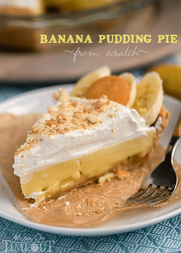 This Easy Banana Pudding Pie recipe is made totally from scratch! Perfect for picnics, potlucks, and all your gatherings all summer long! | MomOnTimeout.com