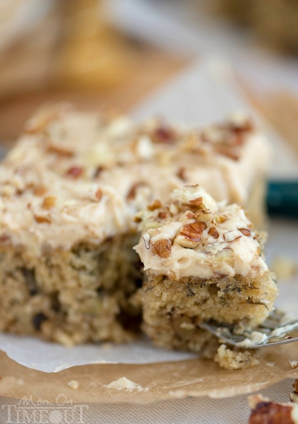 Easy Banana Cake with Brown Butter Maple Cream Cheese Frosting bite taken