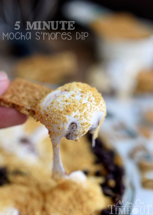 Make this 5 Minute Mocha S'mores Dip and satisfy everyone's deepest s'mores cravings all year long! This easy dessert recipe has a mocha pudding base that is perfect for chocolate lovers! | MomOnTimeout.com | #IDelightIn10 #ad