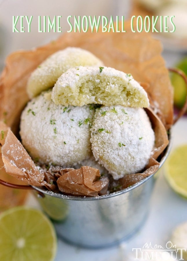 With just FIVE ingredients, these Key Lime Snowball Cookies are easy to make and even easier to eat! No one can eat just one! | MomOnTimeout.com | #recipe