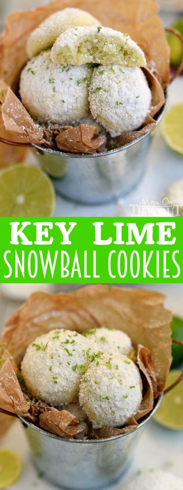 With just FIVE ingredients, these Key Lime Snowball Cookies are easy to make and even easier to eat! No one can eat just one! | MomOnTimeout.com | #recipe