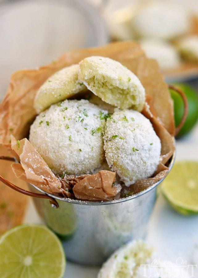 With just FIVE ingredients, these Key Lime Snowball Cookies are easy to make and even easier to eat! No one can eat just one! | MomOnTimeout.com | #recipe