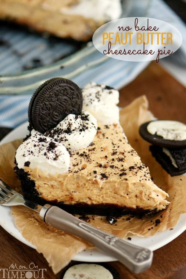 I've got an incredible No Bake Peanut Butter Cheesecake Pie recipe for you that just won't quit! See if you can eat just one slice! Creamy, crunchy, delightfully rich and no bake too! - all on an OREO crust!