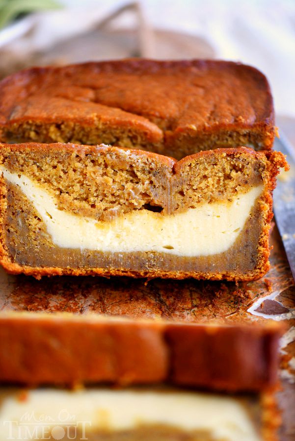 This Pumpkin Cheesecake Banana Bread is perfect for dessert but also doubles as an amazing breakfast...or snack...or lunch. It's pretty amazing no matter what time you eat it! Ultra moist and bursting with pumpkin flavor!