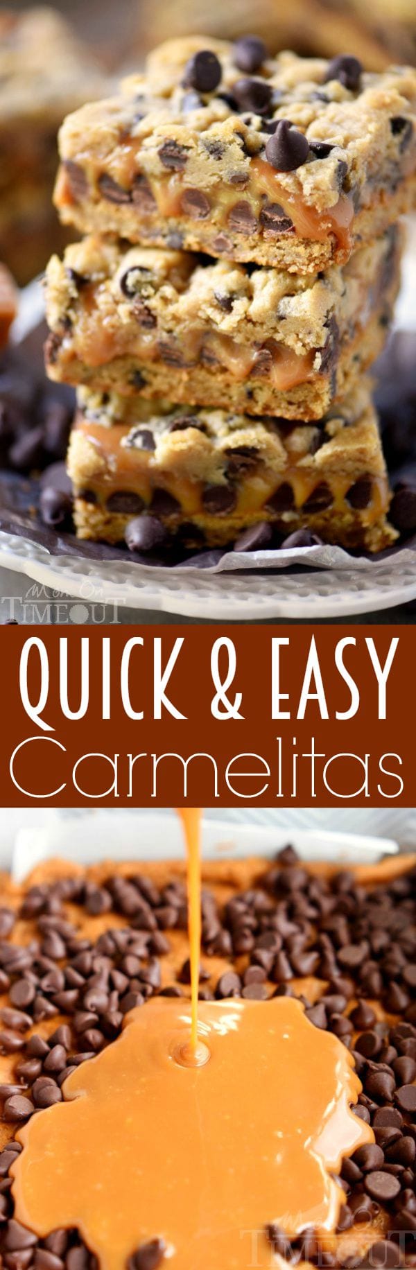  These Quick and Easy Carmelitas use only four ingredients! A truly decadent treat, the ooey, gooey caramel center of these amazing bars is impossible to resist! An easy dessert recipe ANYONE can make! | MomOnTimeout.com | #recipe #easy