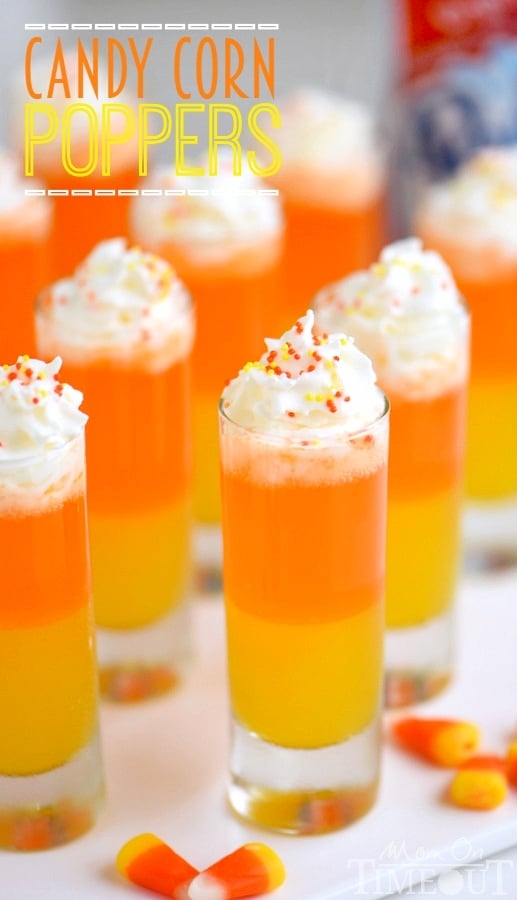 These Candy Corn Poppers are the perfect sweet drink for kids of all ages! This layered drink is impressive and EASY!