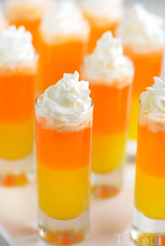 These Candy Corn Poppers are the perfect sweet drink for kids of all ages! This layered drink is impressive and EASY!