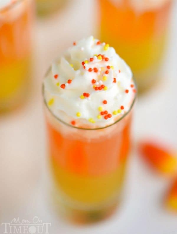 These Candy Corn Poppers are the perfect sweet drink for kids of all ages! This layered drink is impressive and EASY!