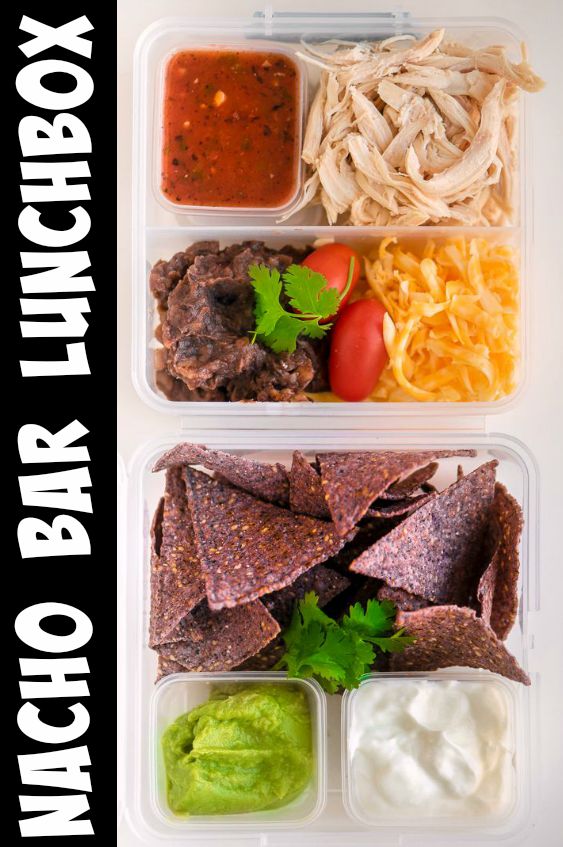 Chicken Nacho Bar Lunchbox Idea that the kids LOVE! Fun to build and even more fun to eat!