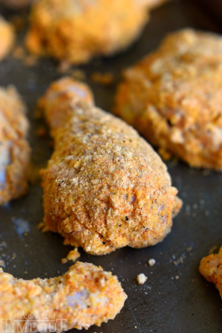 chicken ready for the oven breaded and seasoned