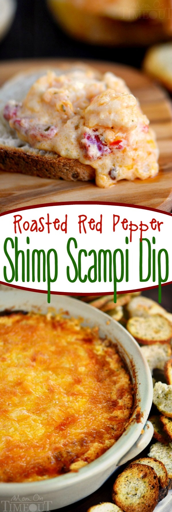 This Roasted Red Pepper Shrimp Scampi Dip is the perfect addition to your game day menu! Garlic, cheese, and roasted red peppers make for a creamy and rich appetizer nobody can resist!
