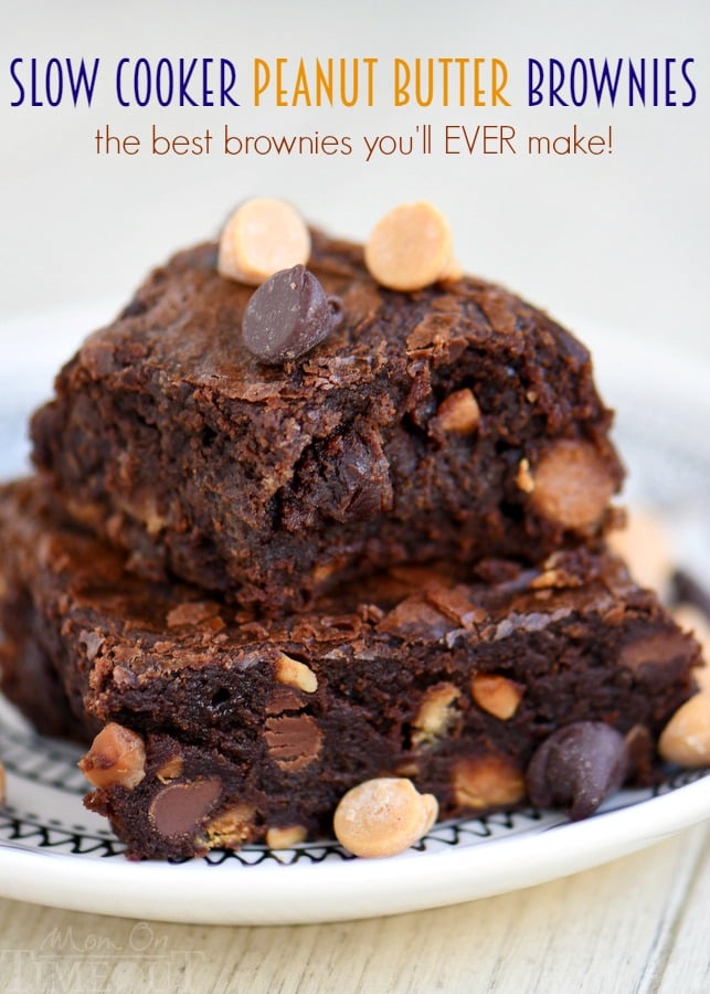 Once you make these Slow Cooker Peanut Butter Brownies - you'll never make brownies in the oven again! Seriously, the best brownies EVER and the recipe is SO easy!