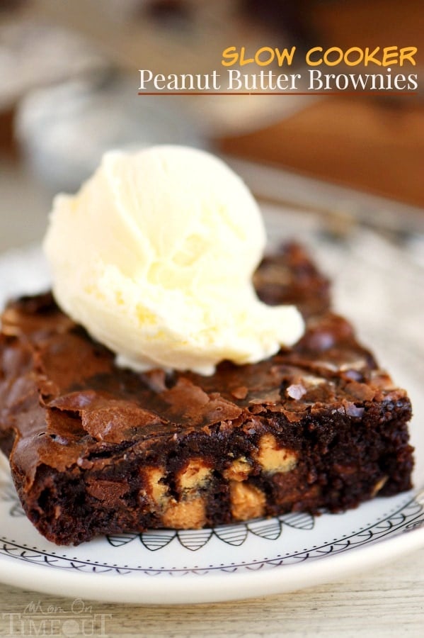Once you make these Slow Cooker Peanut Butter Brownies - you'll never make brownies in the oven again! Seriously, the best brownies EVER and the recipe is SO easy!