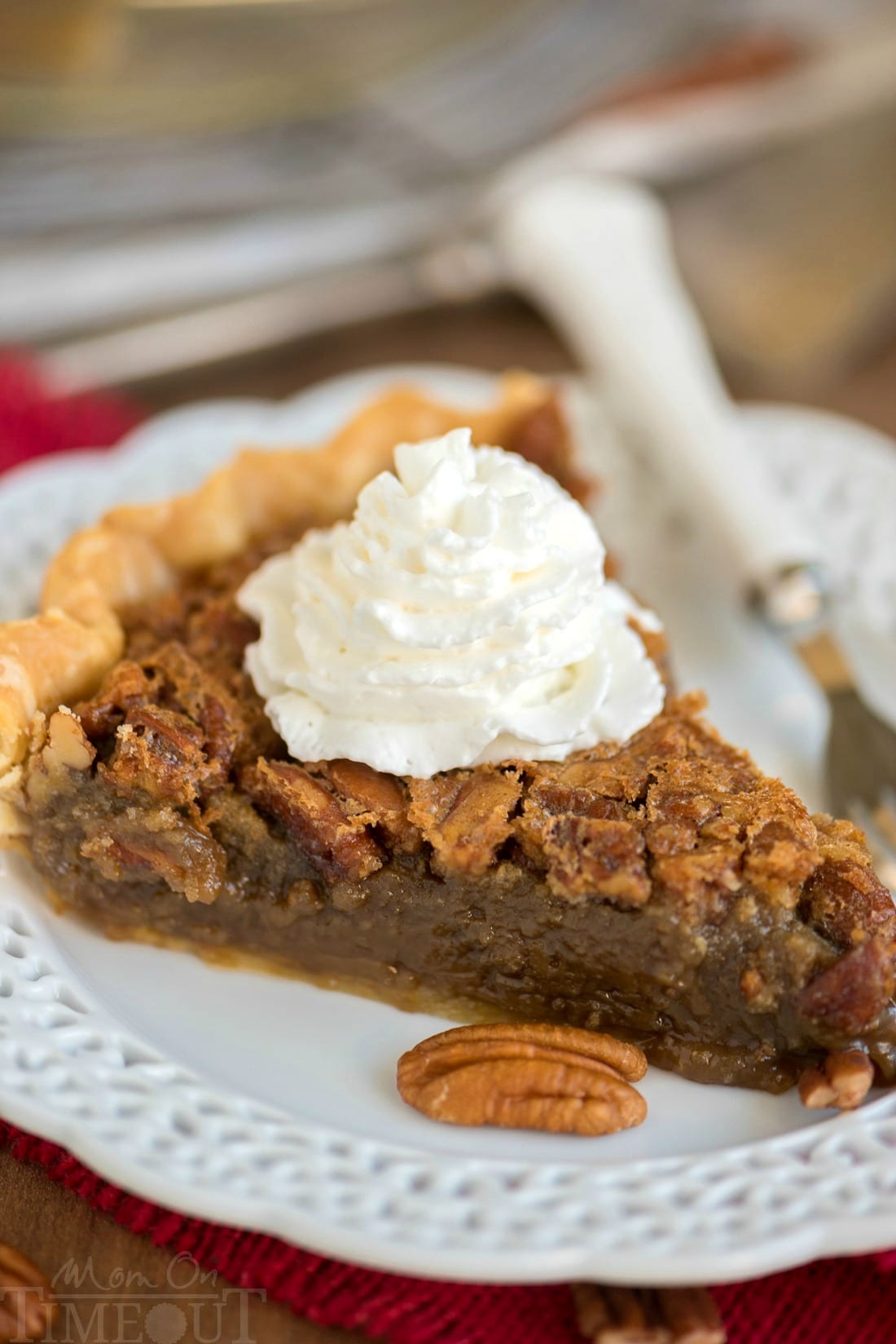 pecan-pie-brown-sugar on white plate